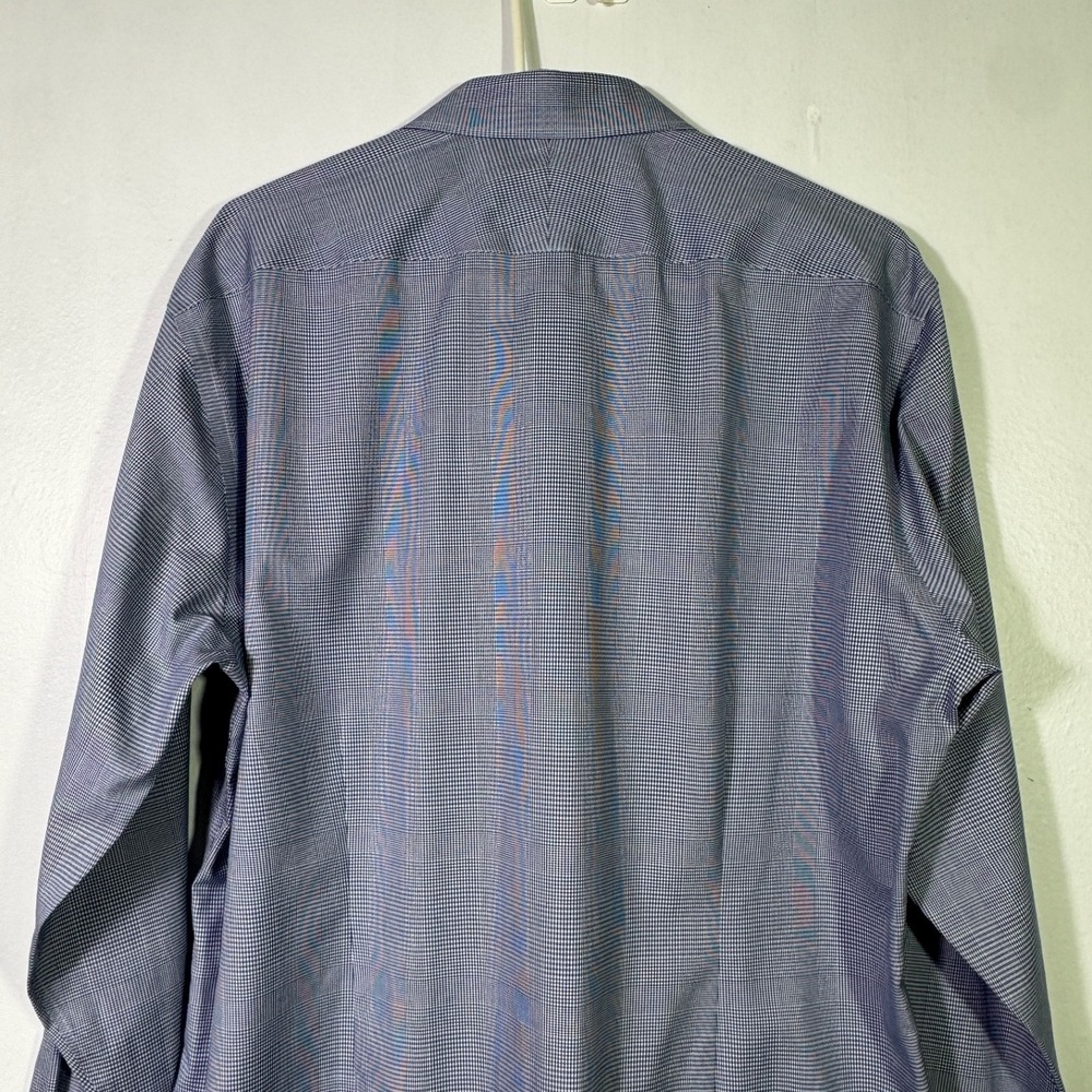 Black Brown 1826 Mens Blue Check Egyptian Cotton Slim Fit Non Iron Shirt 16.5 34 - Picture 9 of 16